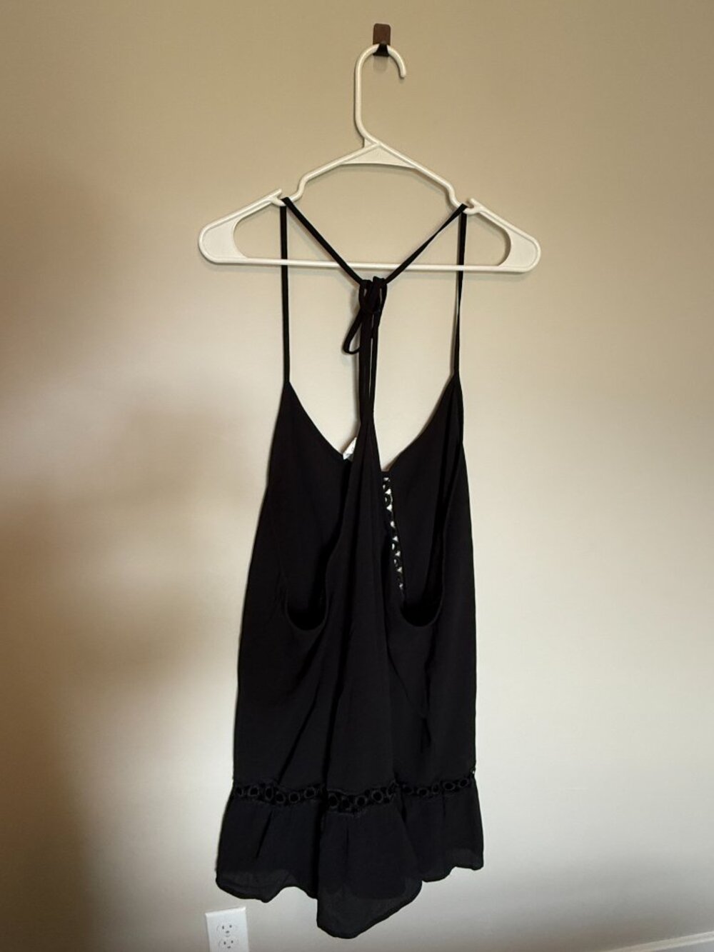 Black Swimsuit Cover Up Flowy Lace Trim Halter Tie Back Size 2X - Picture 3 of 3